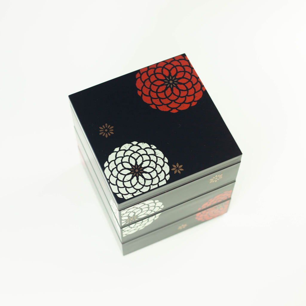 Bento Ojyu Pique-Nique (15x15 cm, 3 étages, noir)