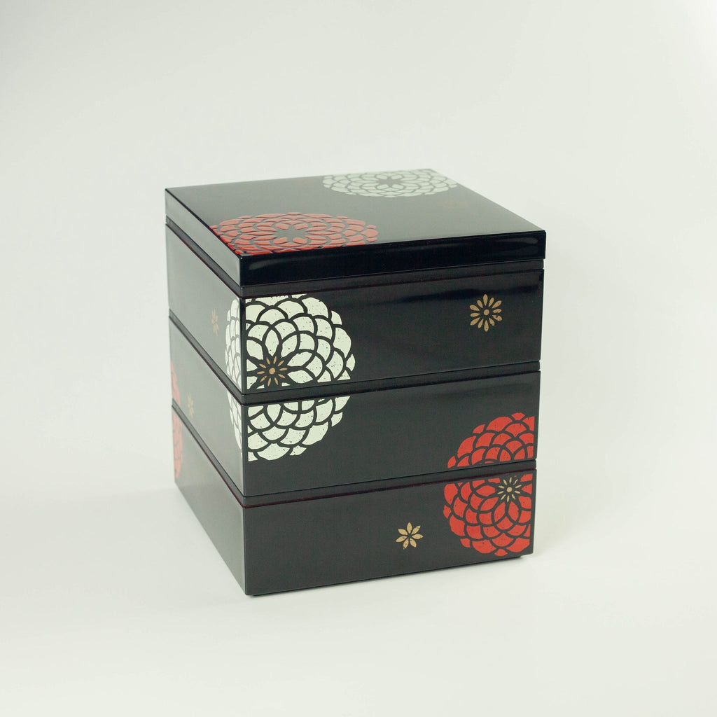 Bento Ojyu Pique-Nique (18x18 cm, 3 étages, noir)