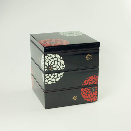 Bento Ojyu Picknick (18x18 cm, 3 lagen, zwart)