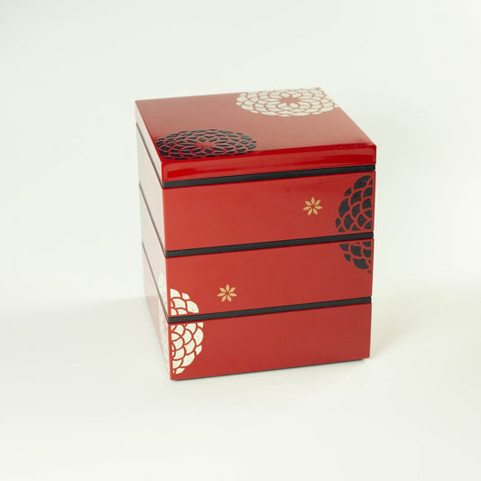 Ojyu Picknick Bento (15x15 cm, 3 lagen, rood)