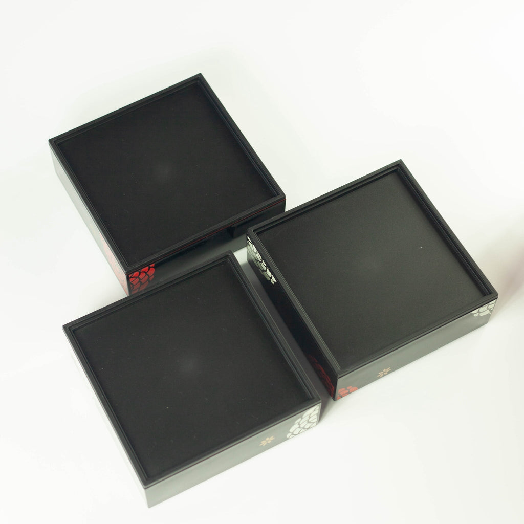 Bento Ojyu Pique-Nique (15x15 cm, 3 étages, noir)