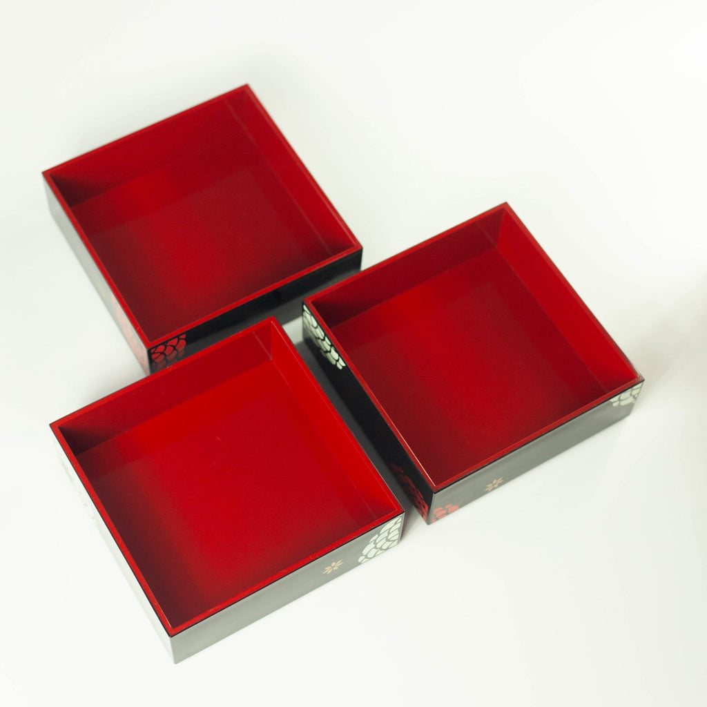 Bento Ojyu Pique-Nique (18x18 cm, 3 étages, noir)