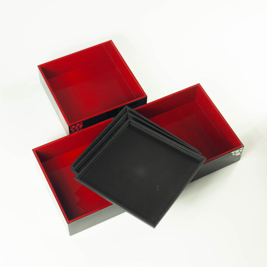 Bento Ojyu Pique-Nique (18x18 cm, 3 étages, noir)