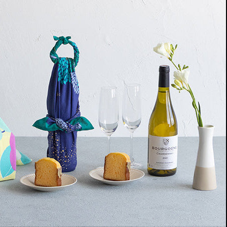 Furoshiki Hime Musubi - Forêt d'étoiles (marine, 70cm)