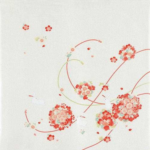Furoshiki Koyomi Chirimen - Hanataba (beige, 68 cm)