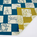 Furoshiki double-face Chôjûgiga (bleu et jaune, 50 cm)