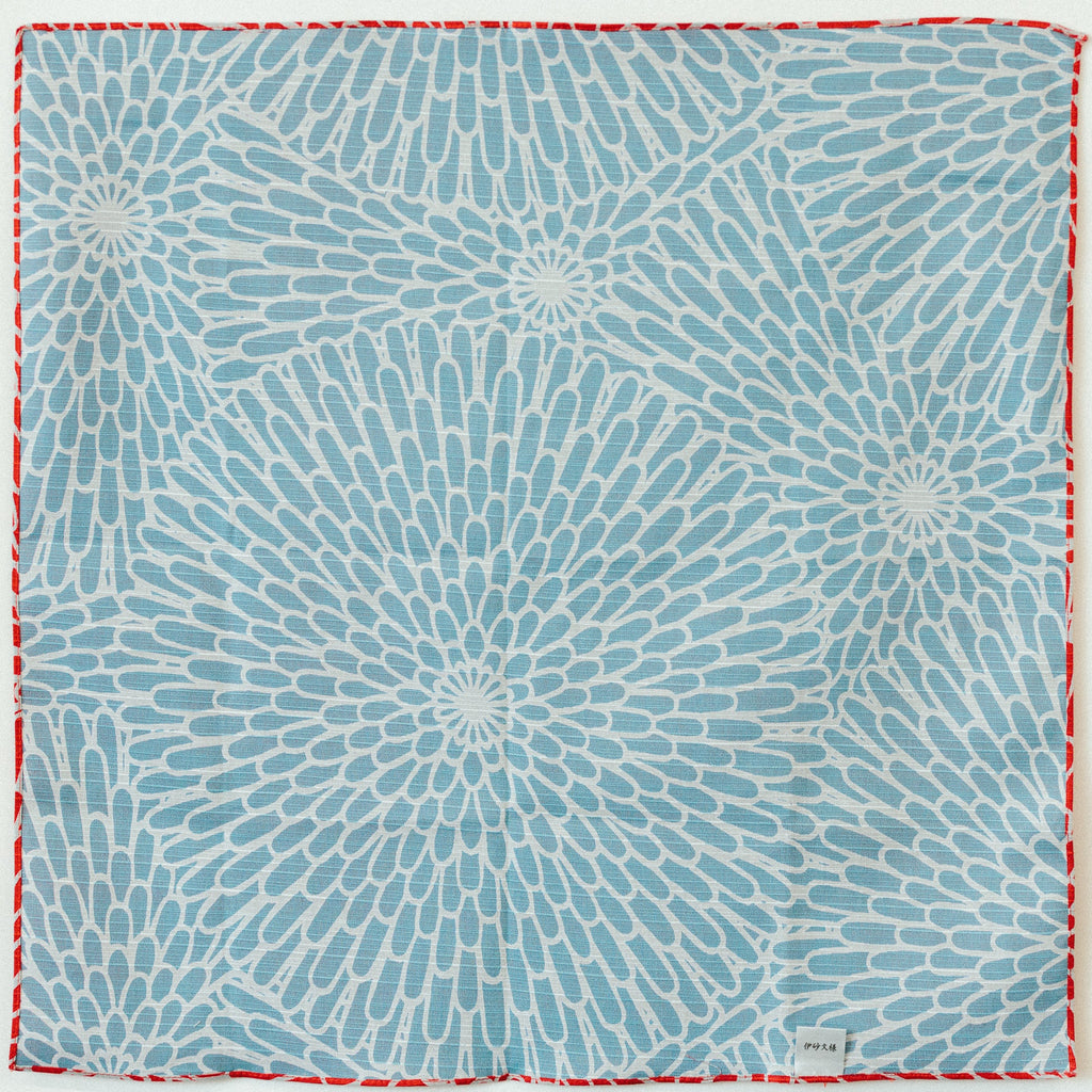 Furoshiki double face Isa Monyo Kiku (rouge et bleu, 48cm)