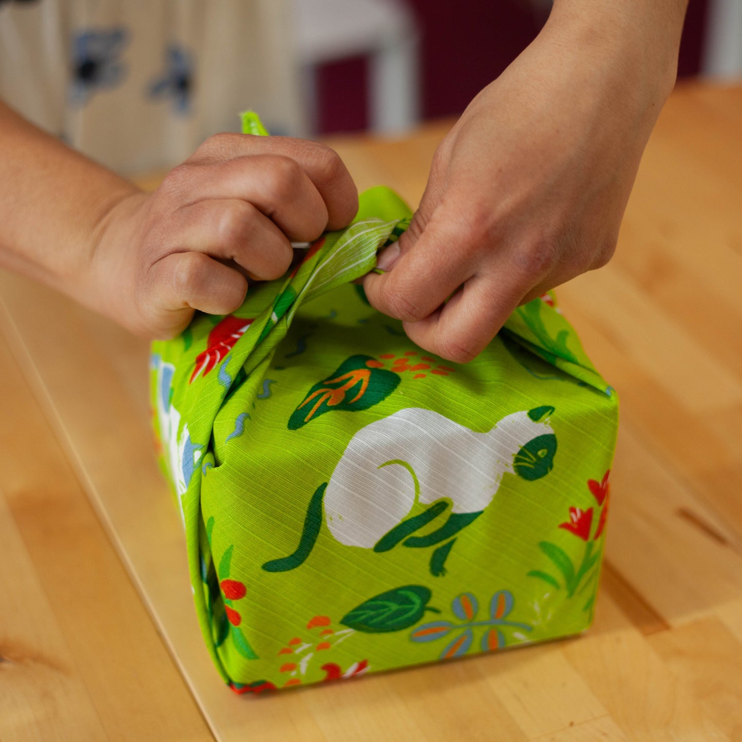 Furoshiki Neko no Niwa (verde, 50 cm)