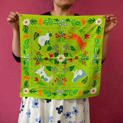 Furoshiki Neko no Niwa (verde, 50 cm)