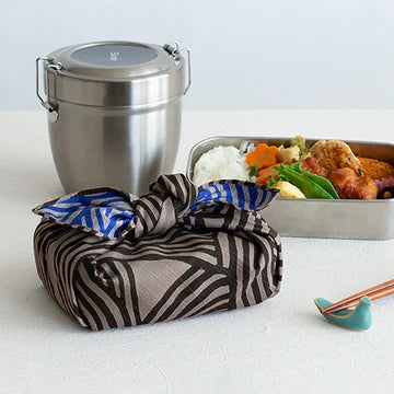 Furoshiki double face Isa Monyo - Yui (gris-bleu, 48 cm)