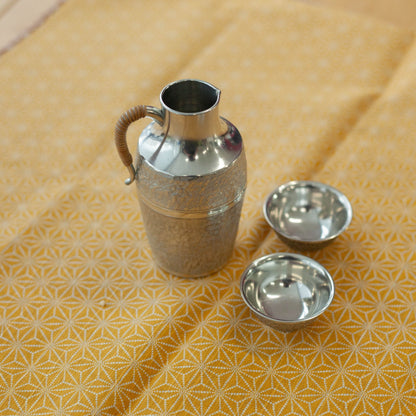 Set da sake in peltro dell'era Taisho (1910, 2 tazze)