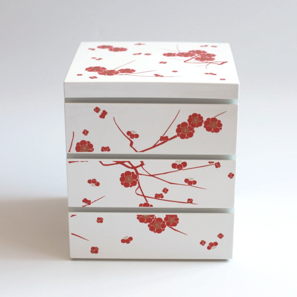 Bento pique-nique Ume (3 étages, blanc, 15 cm)