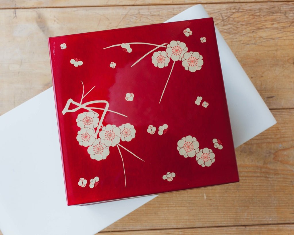 Bento pique-nique Ume (15 x 15 cm, rouge, 3 étages)