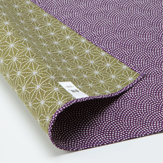 Patrones Furoshiki de doble cara | Asanoha Nami Púrpura y Verde 50cm