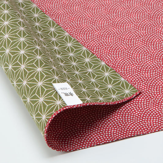 Double Sided Furoshiki Wrapping Cloth | Asanoha Nami Red & Green by Sanyo Shoji - Bento&co Japanese Bento Lunch Boxes and Kitchenware Specialists