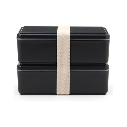 Boîte à bento rectangulaire à deux niveaux Gel-Cool | Noire (1000mL)