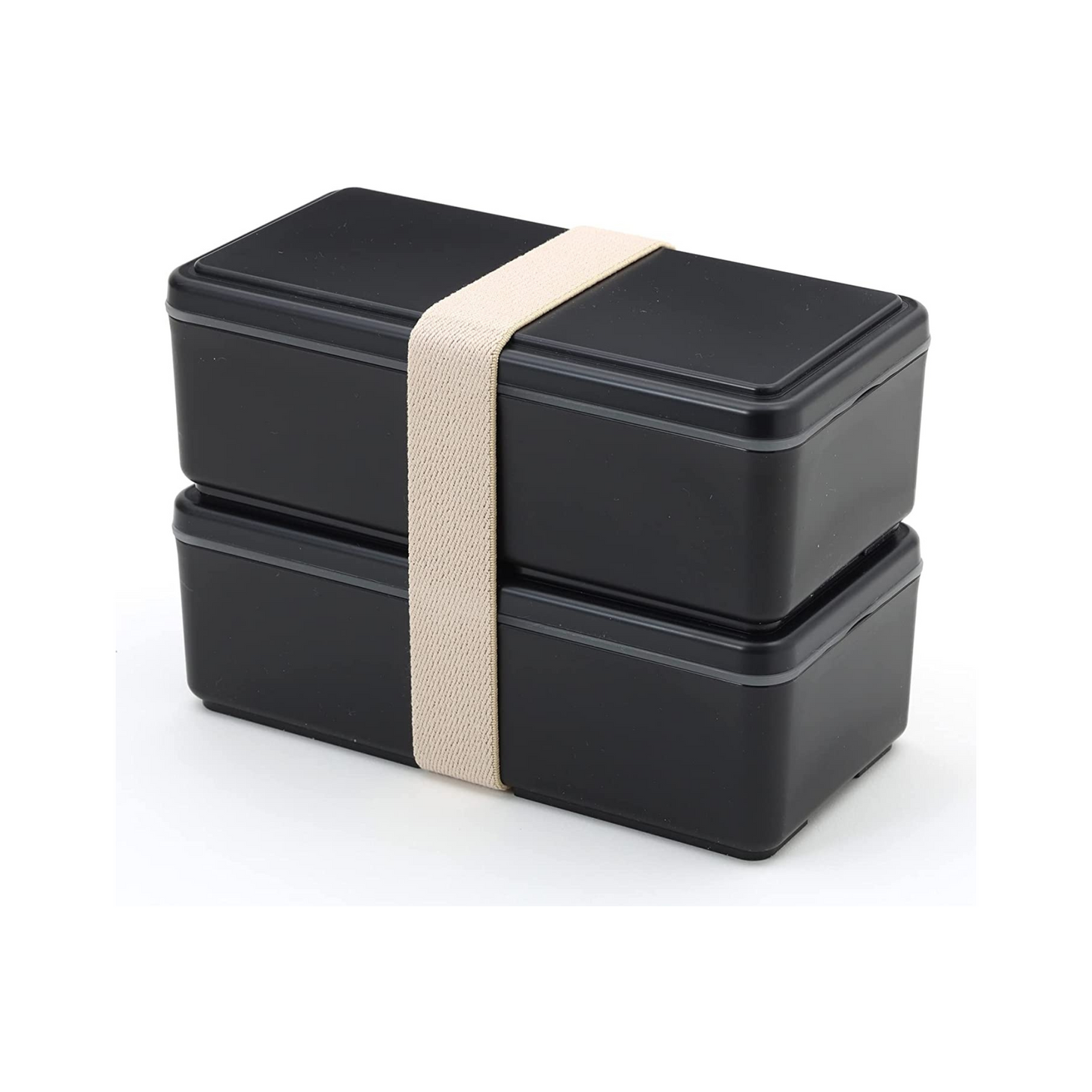 Caja Bento rectangular de dos niveles Gel-Cool | Negro (1000 ml)