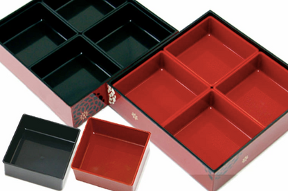 Scomparto interno per scatola da picnic Bento a due livelli Ojyu grande (22,5 cm) | Nero 