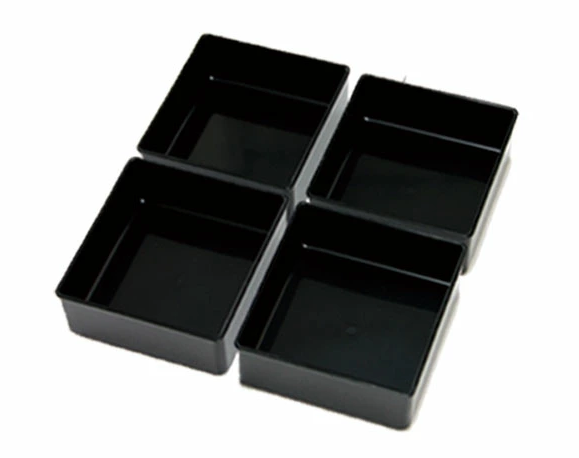 Compartimento interior para caja de picnic Bento de dos niveles Ojyu grande (22,5 cm) | Negro