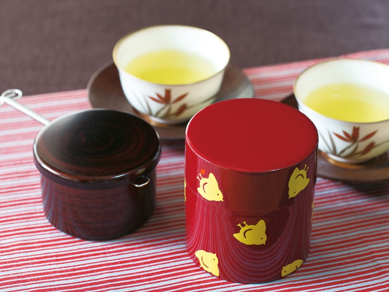 Scatola da tè Chidori (rosso e oro)